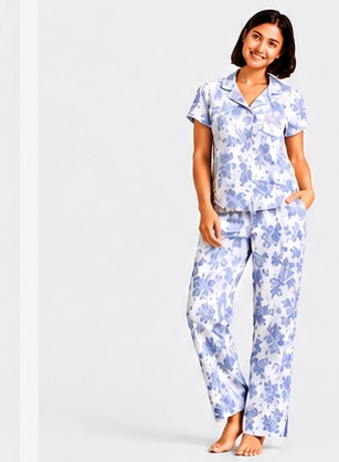 Blue Floral Pajama Set