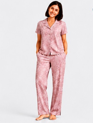 Rose Floral Long Pajama Set